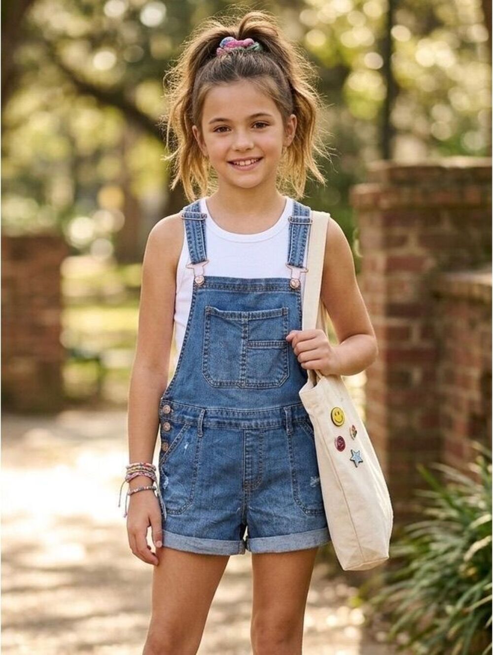 Jordache Girls Denim Shortalls Overalls Size L (10-12)